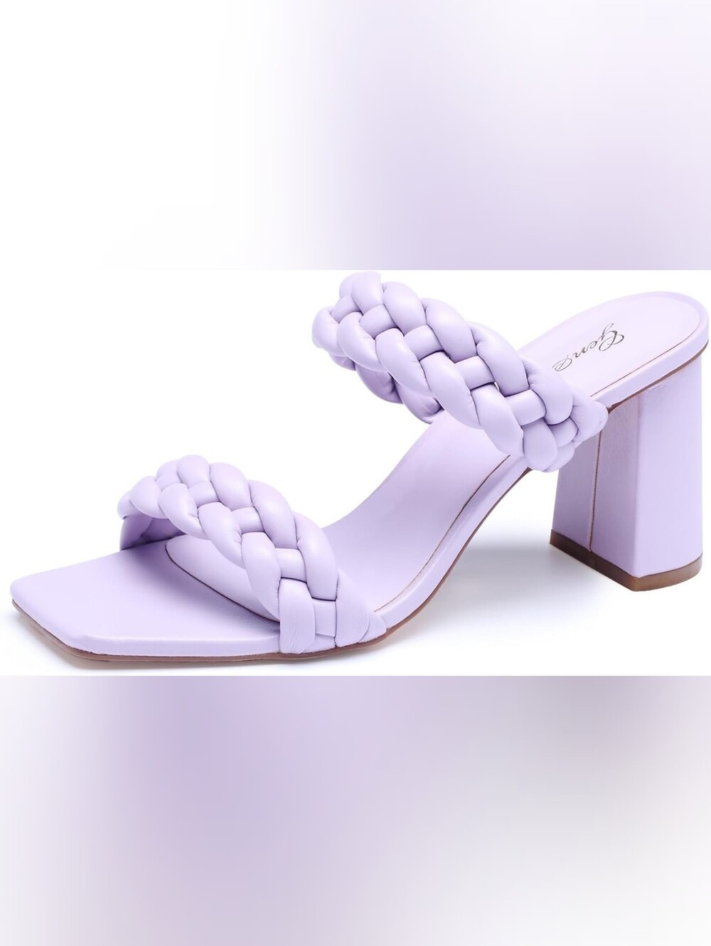 Genshuo Lavender Braided Block Heel Sandal